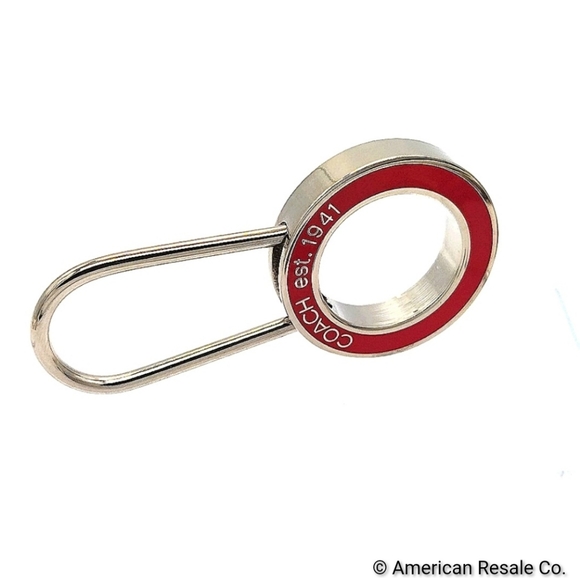 COACH Vintage Red Enamel Pinch Lock Keychain FOB or Purse Charm #7379 - Picture 2 of 6